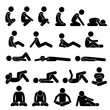 © leremy - Various Squatting Sitting Lying Down on the Floor Postures Positions Human Man People Stick Figure Stickman Pictogram Icons