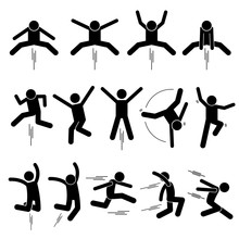 Various Jumper Human Man People Jumping Stick Figure Stickman Pictogram Icons