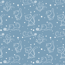 Pattern Seamless Background Cats Two Colors