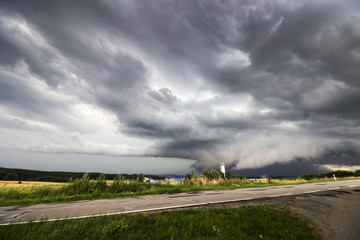 Wall Mural - Dramatic Sky Before Storm with Road on Foreground