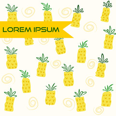 Seamless pattern with pineapples  background. Cute vector backgr