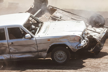 collision of two cars. road and transport accident.