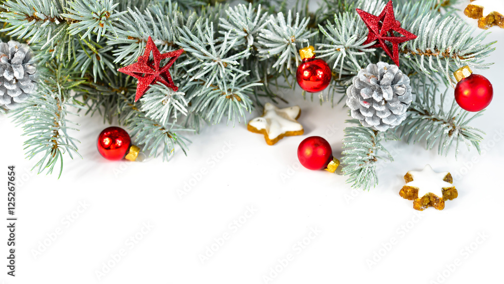 Foto de Stock Tannenzweige und Dekoration zu Weihnachten II