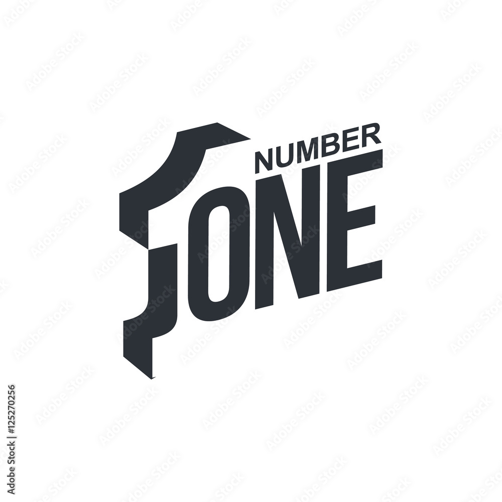 Black and white number one diagonal logo template, vector illustrations isolated on white background. Graphic logo with diagonal logo with three dimensional number one - obrazy, fototapety, plakaty 