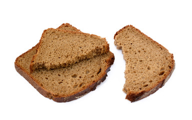 Sliced rye bread isolated on white background