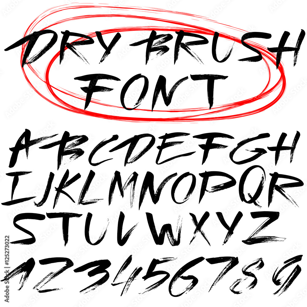 Hand drawn font. Brush stroke alphabet. Grunge style Stock Vector ...