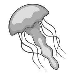 Wall Mural - Jellyfish icon. Gray monochrome illustration of jellyfish vector icon for web design