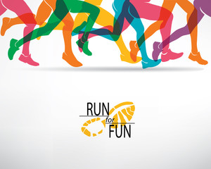 running people set of silhouettes, sport and activity backgroun