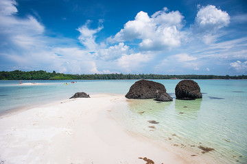 beach sand sea with blue sky in summer