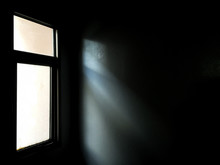 Light From A Window In The Dark Room / Abstract With Copy Space / Mobile Photography