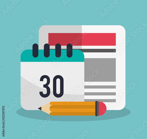 Calendar Design Icon : Calendar document and pencil icon plannet month date Calendar Design Icon : Calendar document and pencil icon plannet month date
