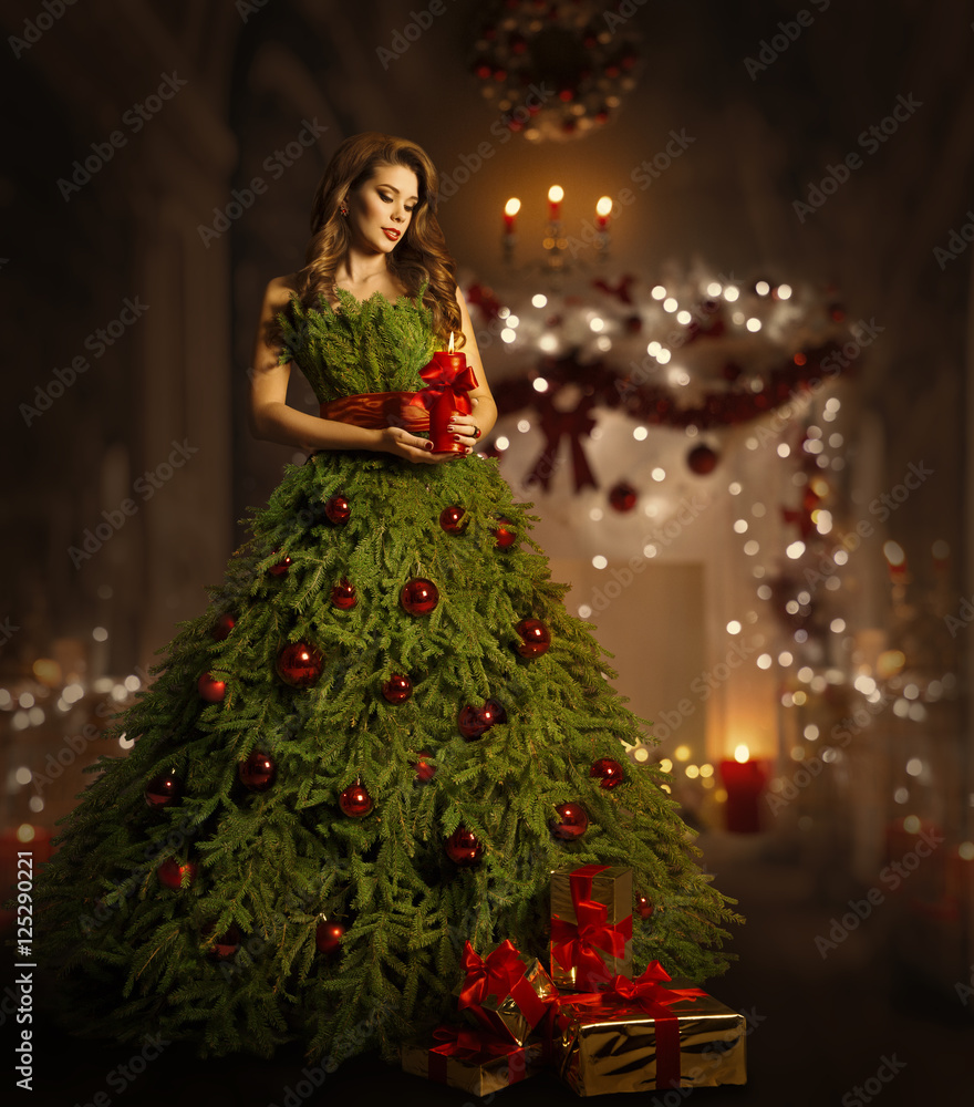 white christmas dresses Christmas Tree Round Neck Sweater Dress – Charming Charlie main image 0