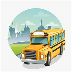 Poster - Yellow bus icon. Back to school theme. Colorful design. Vector illustration