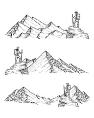 Wall Mural - Hand drawn vector illustration the mountains