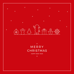 Wall Mural - merry christmas santa card red background