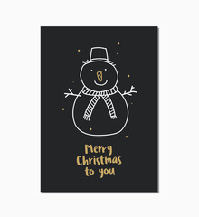 Wall Mural - christmas hand drawn card. vector design template with calligraphy text merry christmas.