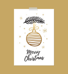 Wall Mural - christmas hand drawn card. vector design template with calligraphy text merry christmas.