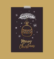 Wall Mural - christmas hand drawn card. vector design template with calligraphy text merry christmas.