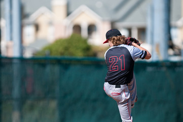 High school baseball pitcher