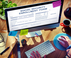 Wall Mural - social security enrollment form concept