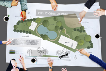 Wall Mural - public park layout map information concept