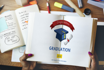 Wall Mural - Graduation Congratulation Celebration Certificate Mortar Board C