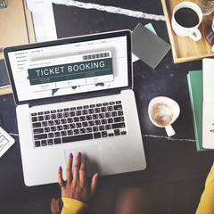 Wall Mural - booking ticket online flight travel concept