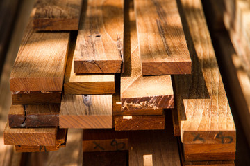 Sticker - A pile of wood materials in wood processing factory