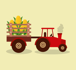 Poster - tractor farm with vegetables vector illustration design