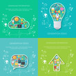 © chuhastock - Set of business and technology backgrounds.