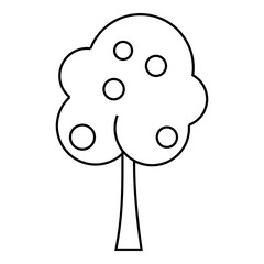Sticker - Tree with fruit icon. Outline illustration of tree with fruit vector icon for web