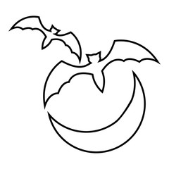 Poster - Bats and moon icon. Outline illustration of bats and moon vector icon for web