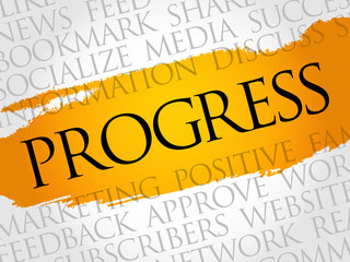 Progress word cloud collage, business concept background