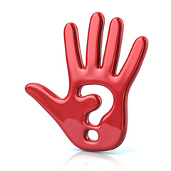 Wall Mural - 3d illustration of red hand and question mark