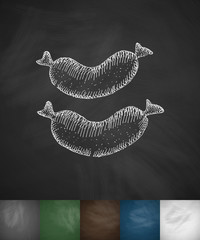 Poster - sausages icon. Hand drawn vector illustration