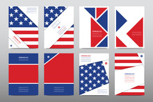 Set Of Veterans Day Brochure, Poster Templates In USA Flag Style. Beautiful Design And Layout