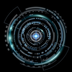 Fototapete - Digital datas on hologram screen on blue background