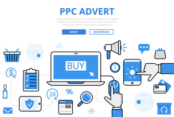 Wall Mural - linear flat ppc advert infographics template vector online sale