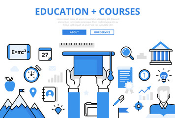 Wall Mural - linear flat education courses infographic image vector knowledge