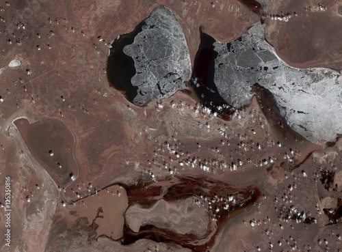 Plakat Morze Aralskie z satelity Landsat. Elementy tego obrazu dostarczone przez NASA