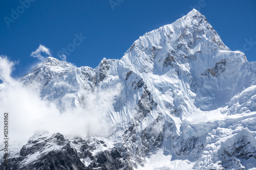 closed up view of Everest and Lhotse peak from Gorak Shep. During the way to Everest base camp. Sagarmatha national park. Nepal.