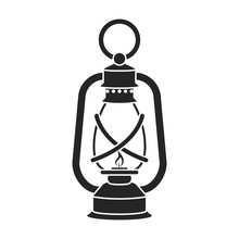 Lantern Icon In Black Style Isolated On White Background. Mine Symbol Stock Vector Illustration.