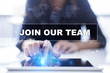 © WrightStudio - Woman is using tablet pc, pressing on virtual screen and selecting join our team