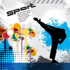 Wall Mural - Sport, karate training, vector