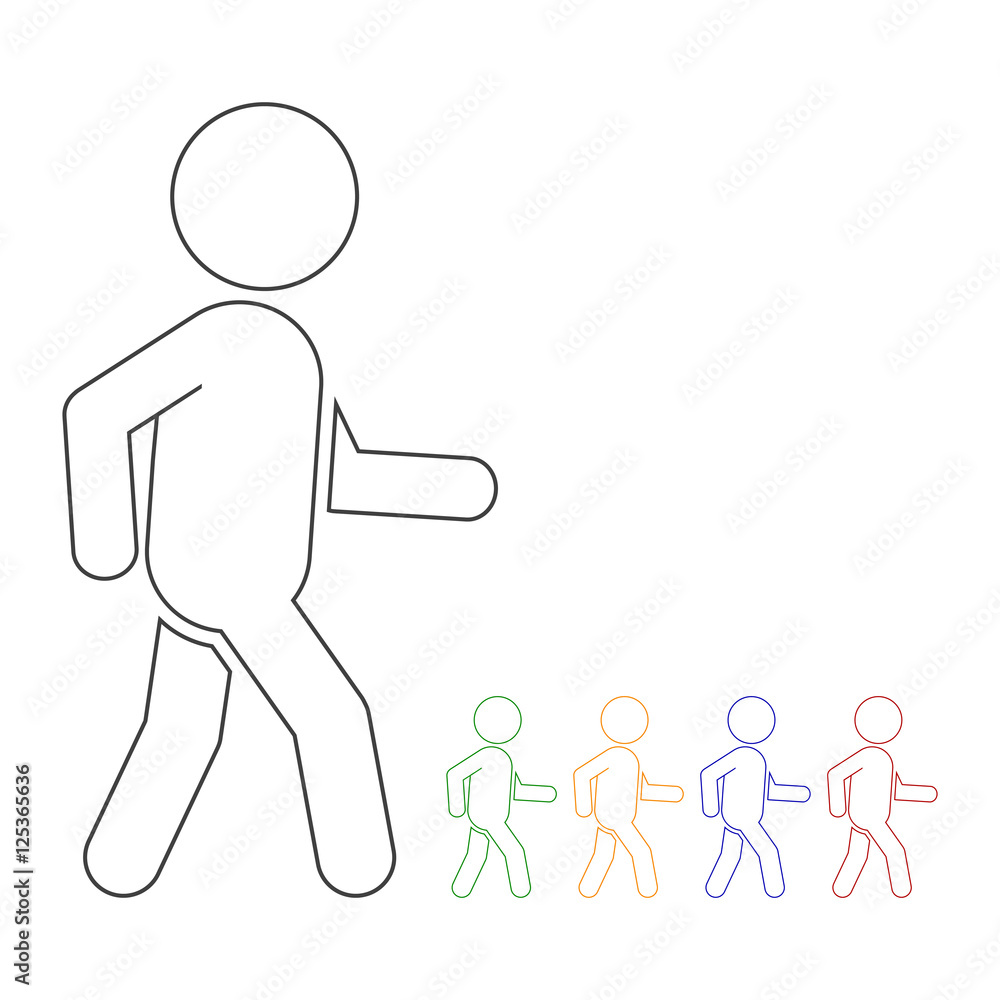 Walking man outline monochrome silhouette vector isolated illustration ...
