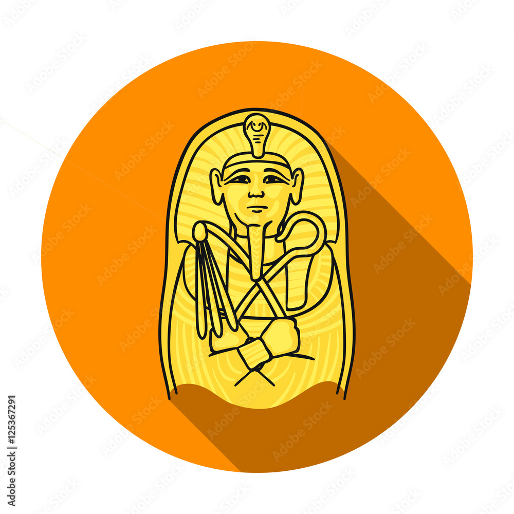 Egyptian pharaoh sarcophagus icon in flat style isolated on white ...