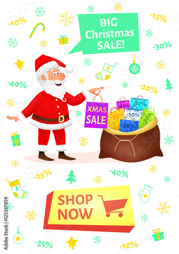 Christmas Shopping Banner With Button Shop Now Sale Poster With