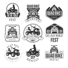 Sticker - Quad Bike Rental Service Black And White Emblems