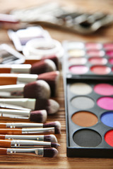 Professional make-up accessories on table