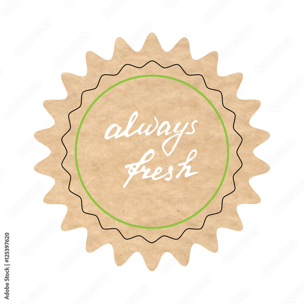 Stock-Vektorgrafik „Always fresh, vector sign, hand-drawn illustration ...